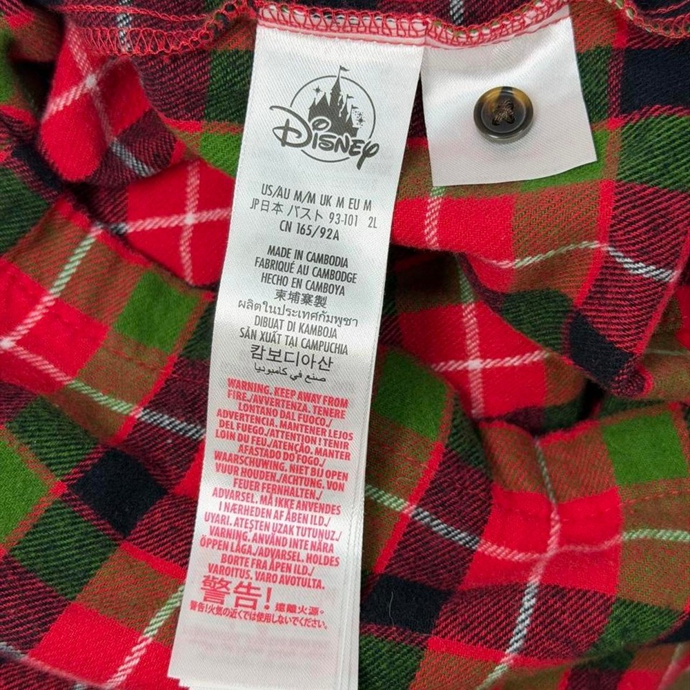 Disney Parks Minnie Mouse Santa Plaid Flannel Pajama Top | Size M - Picture 4 of 6